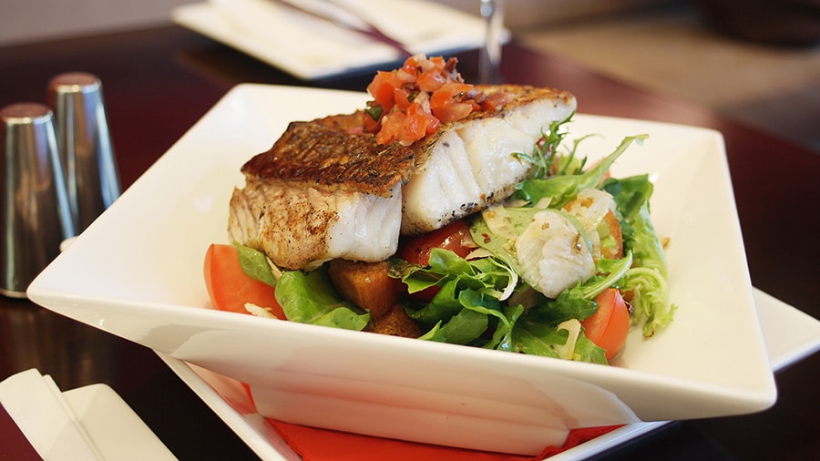 Fish meal in restaurant